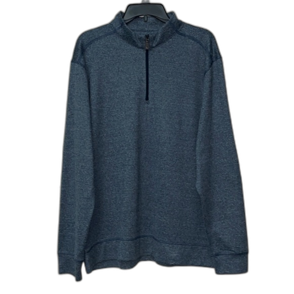GREG NORMAN Men’s 1/4 Zip Pullover Performance Sweater Elbow patch Blue size XL